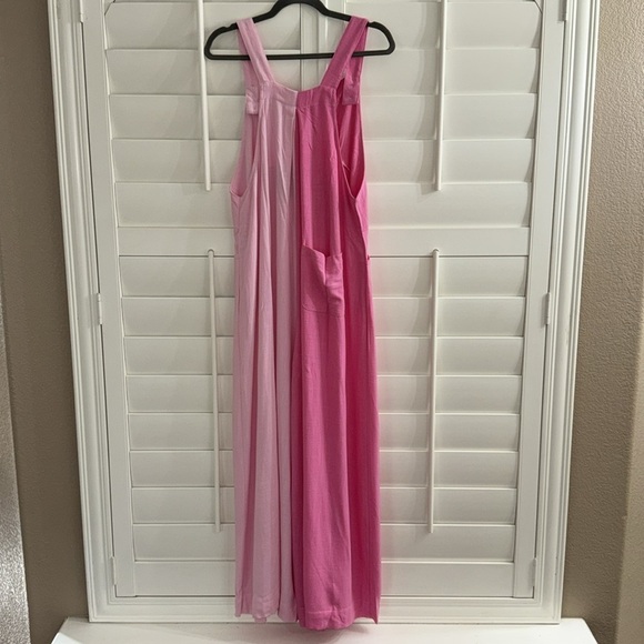 Bibi Color Block Gathered Front Slub Jumpsuit Pink and White - Picture 3 of 7